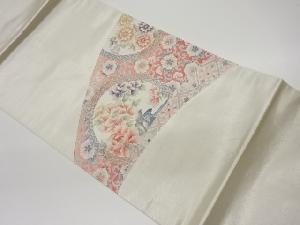 丸文に花々模様刺繍名古屋帯